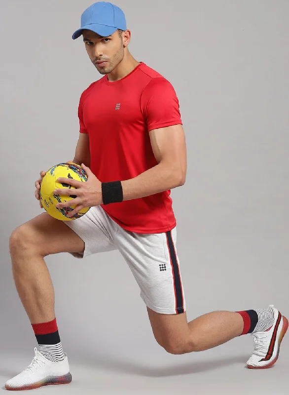 Men Red Solid T-Shirt