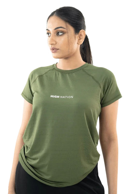 SOuLL Active Olive Green Half Sleeves T-Shirt