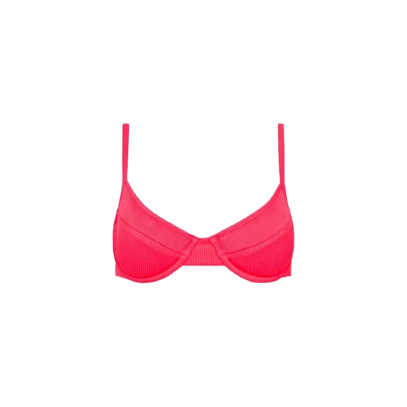 Women's Ribbed Ditzy Underwire Bikini Top In Watermelon