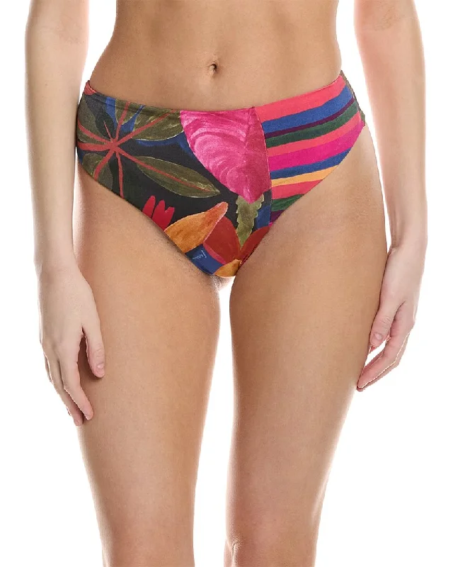 FARM Rio Floral Tropical Colorful Stripes High-Waist Bikini Bottom