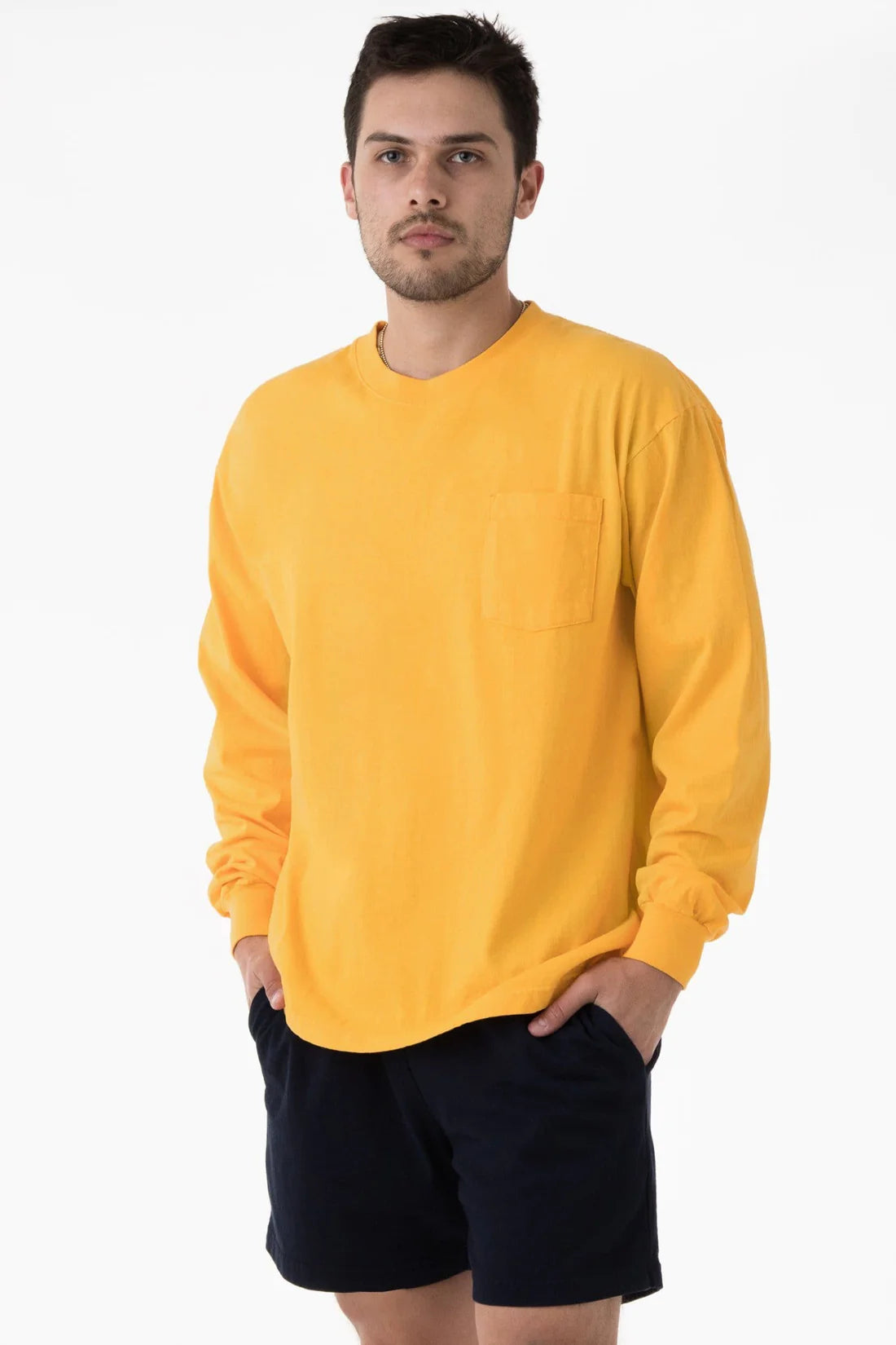 Los Angeles Apparel - 1810GD - Long Sleeve Garment Dye Pocket T-Shirt