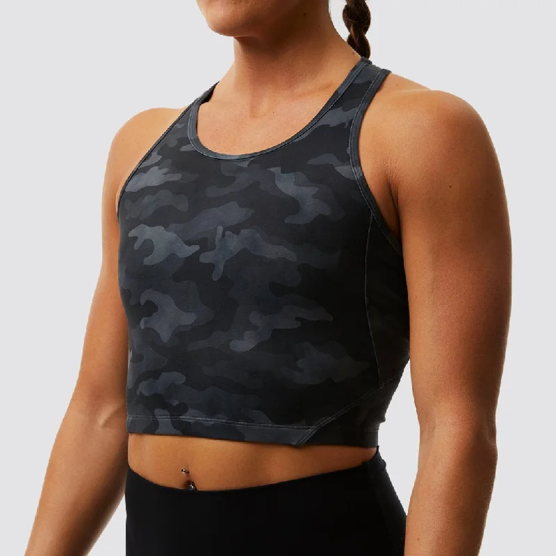 Meshed Up Cropped Sports Bra (Ash)