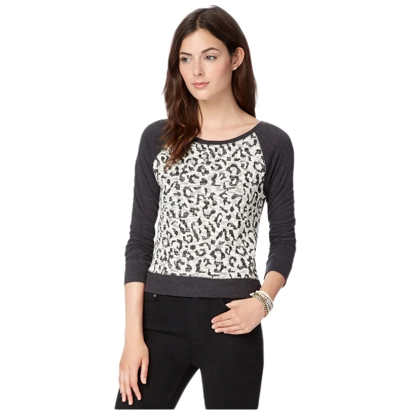 Aeropostale Womens Leopard Print Sweatshirt, Black, X-Large