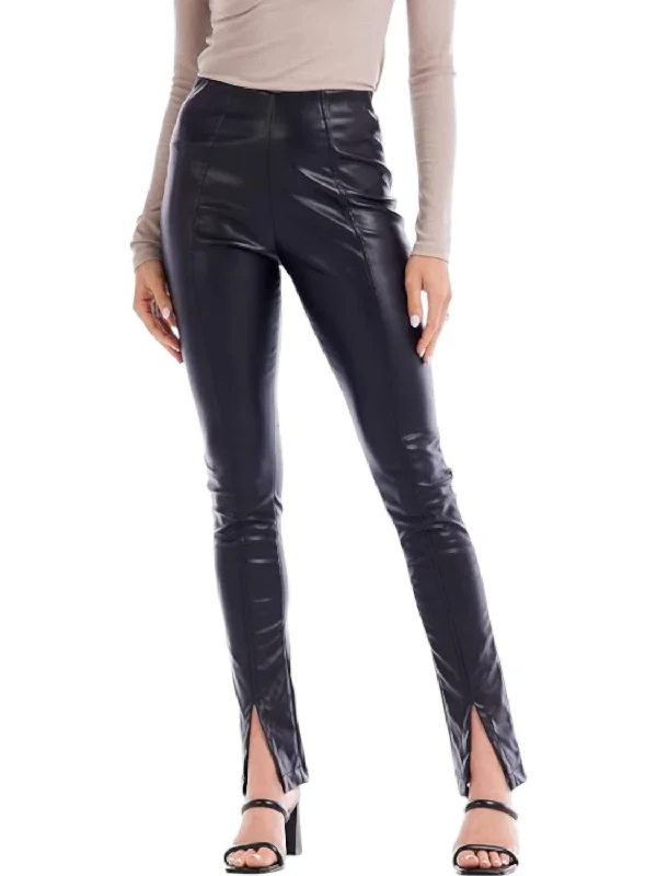 Ander Slit Faux Leather Leggings In Black