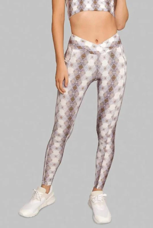 Argyle Crossover Pocket Legging In Grey