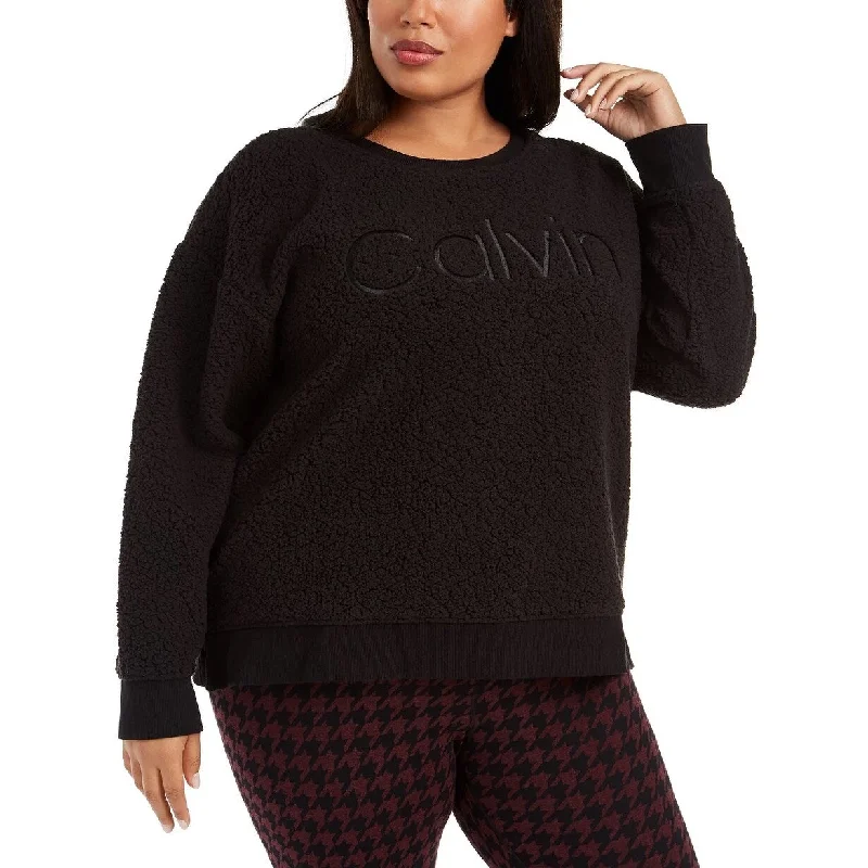 Calvin Klein Women's Performance Embroidered Sweatshirt Black Size 2X