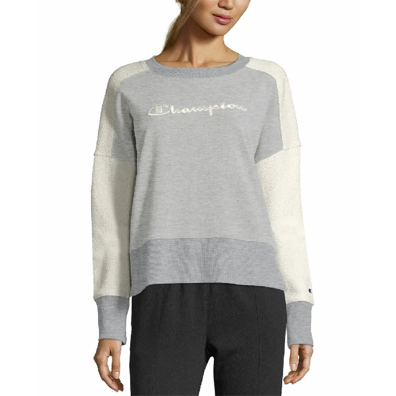 Champion Women's Heritage Cotton Mixed-Texture Sweatshirt Med Gray Size Medium