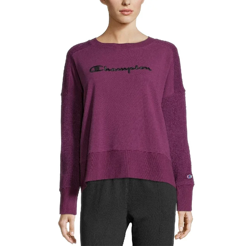 Champion Women's Heritage Cotton Texture Sweatshirt Purple Size L - Large