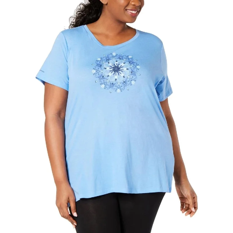 Columbia Women's Plus Butterfly Wing Running Fitness T-Shirt Size Extra Large Blue - X-Large