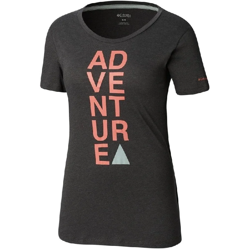 Columbia Women's Word Block Tee Charcoal Heather Adventure Size 2X - XX-Large