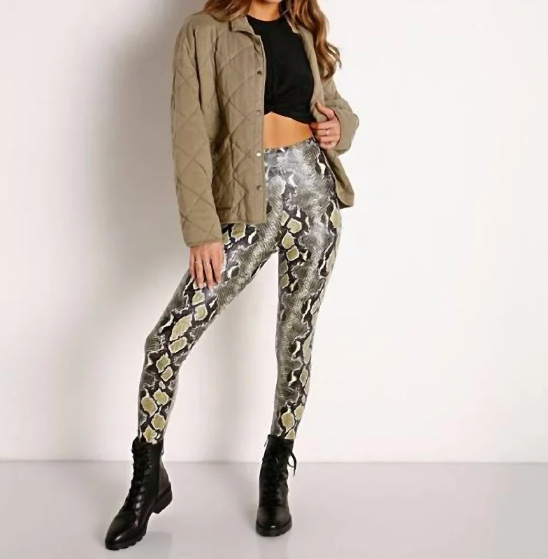 Faux Leather Perfect Control Leggings In Snakeskin