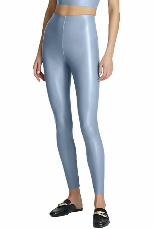 Faux Patent Legging In Blue