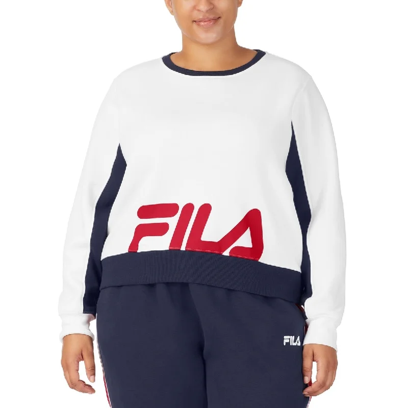 Fila Women's Calm Graphic Colorblocked Sweatshirt White Size 4X