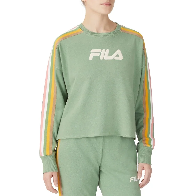 Fila Women's Clover Crewneck Logo Colorblocked Sweatshirt Green Size 3X