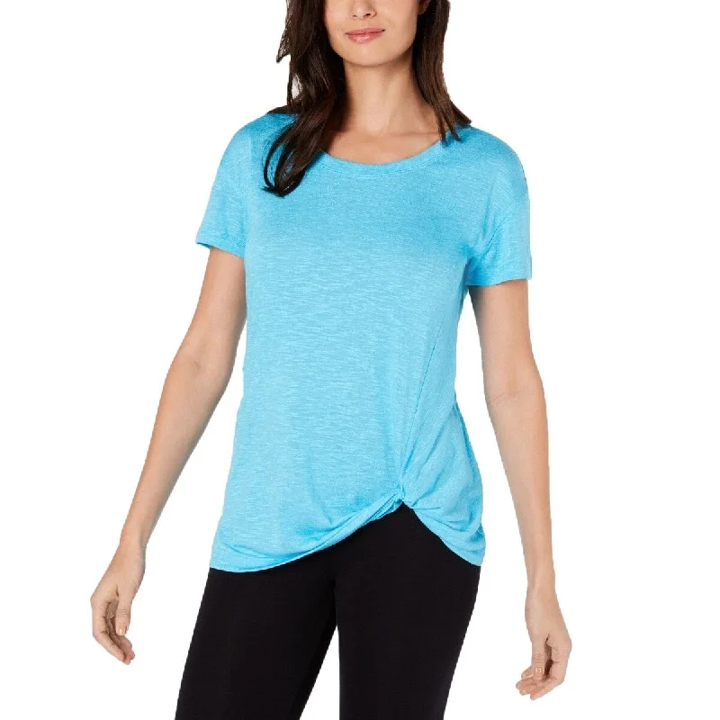 Ideology Women's Knot-Front T-Shirt Aqua Size Large