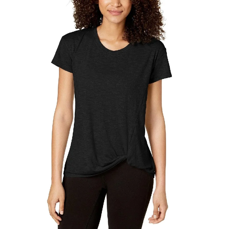 Ideology Women's Knot-Front T-Shirt Black Size Large