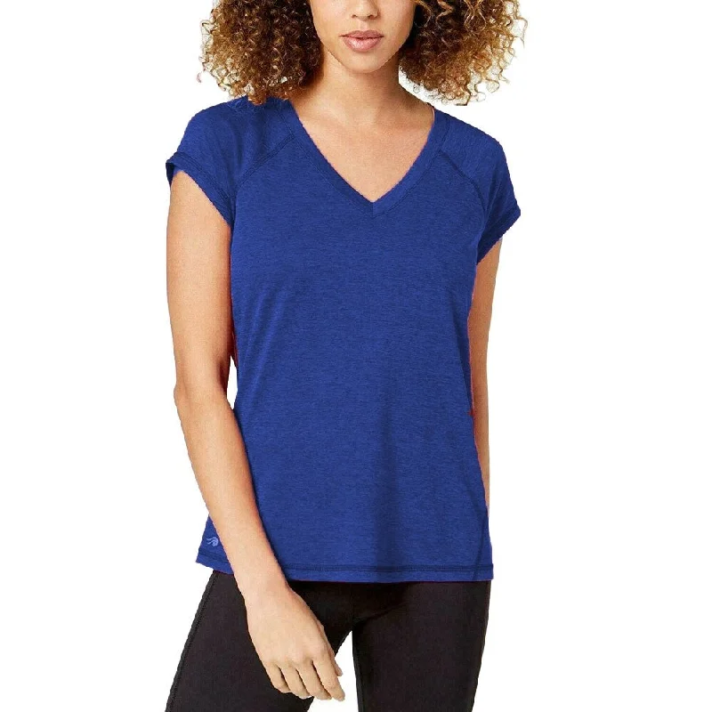 Ideology Women's V-Neck Short Sleeve T-Shirt Bright Blue Size Small