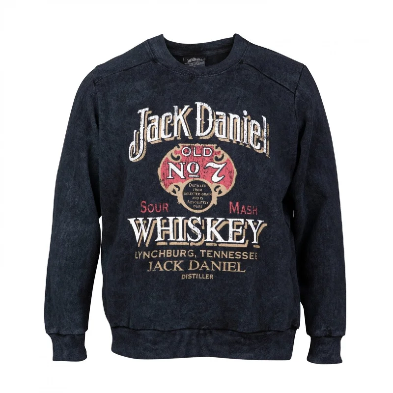 Jack Daniels No. 7 Whiskey Womens Mineral Wash Crew Neck Fleece Sweatshirt