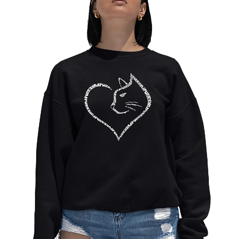 LA Pop Art Women's Word Art Crewneck Sweatshirt - Cat Heart