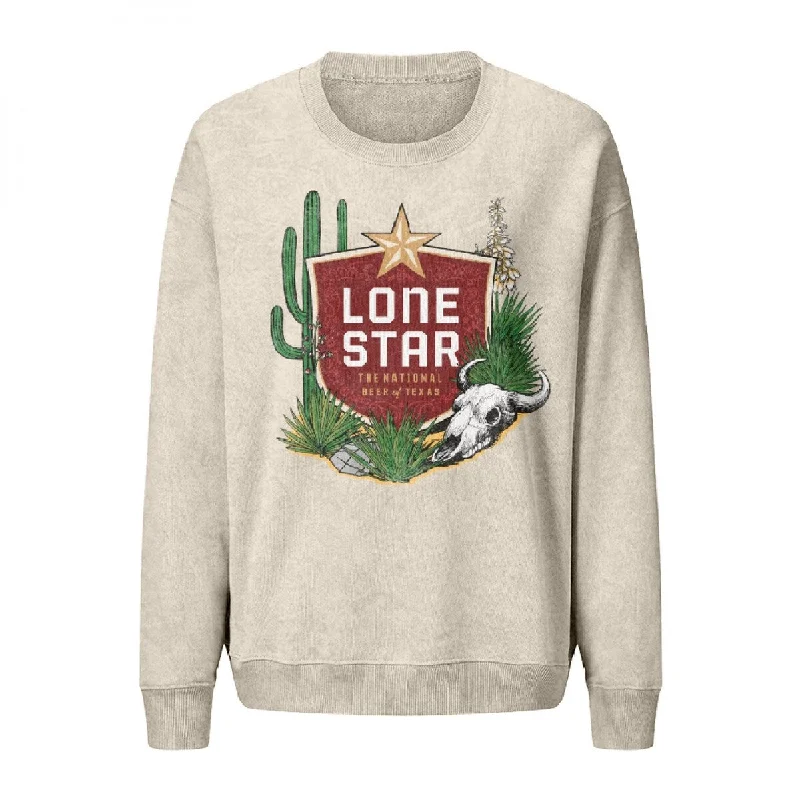 Lone Star Beer Texan Desert Mineral Wash Womens Crew Sweatshirt