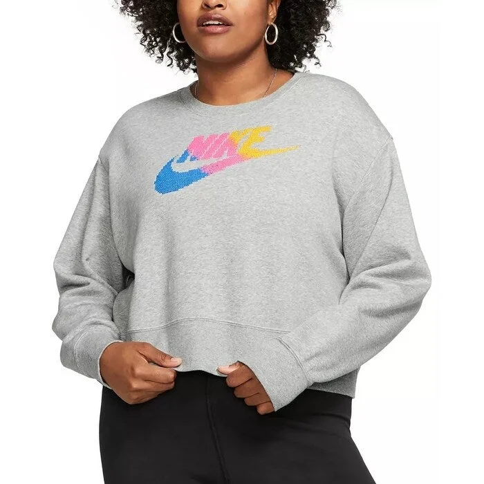 Nike Women's Plus Size Sportswear Fleece Crewneck Sweatshirt Gray Size 3X