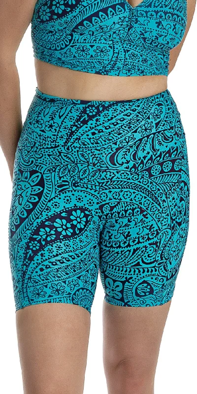 Paisley Tide Eco Midi Shorts with Pockets