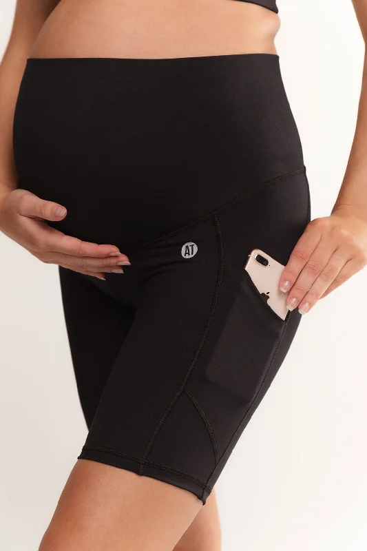 Mama Maternity Bike Shorts With Pockets - Black