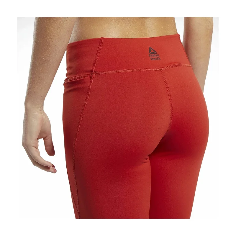 Reebok Womens CF Mesh Lux Tight Compression Athletic Pants, Orange, Large