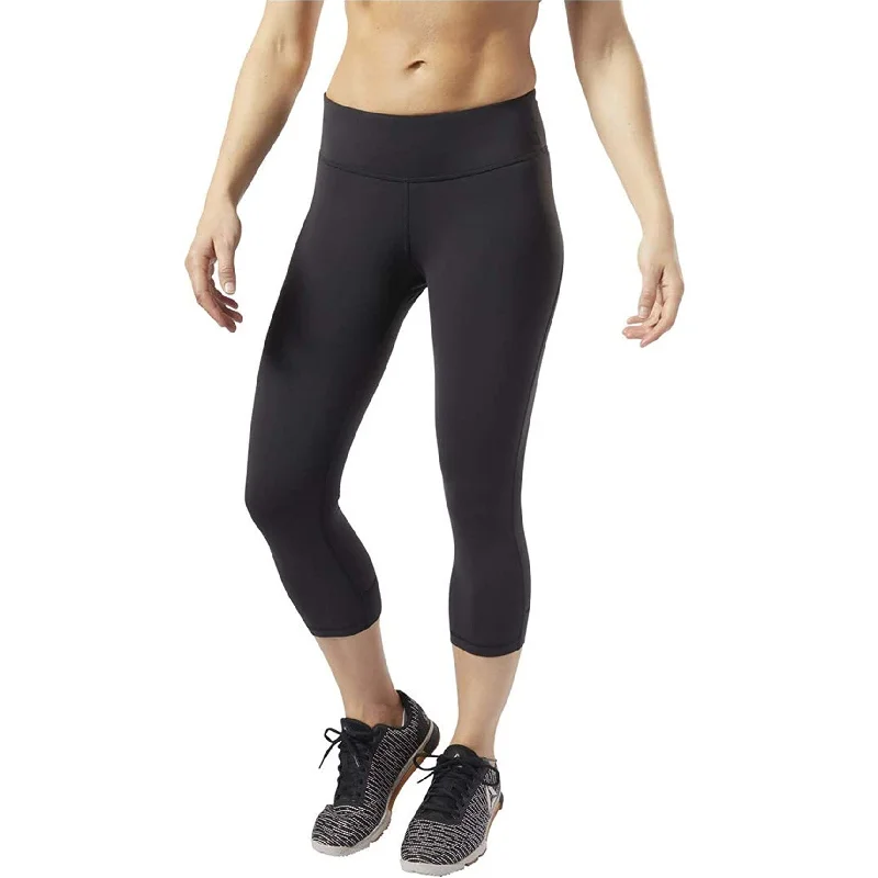 Reebok Womens One Series Lux 3/4 Tights Yoga Pants, Black, Medium