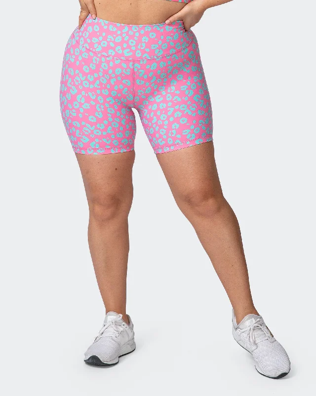 Signature Scrunch Bike Shorts - Cotton Candy Cheetah Print