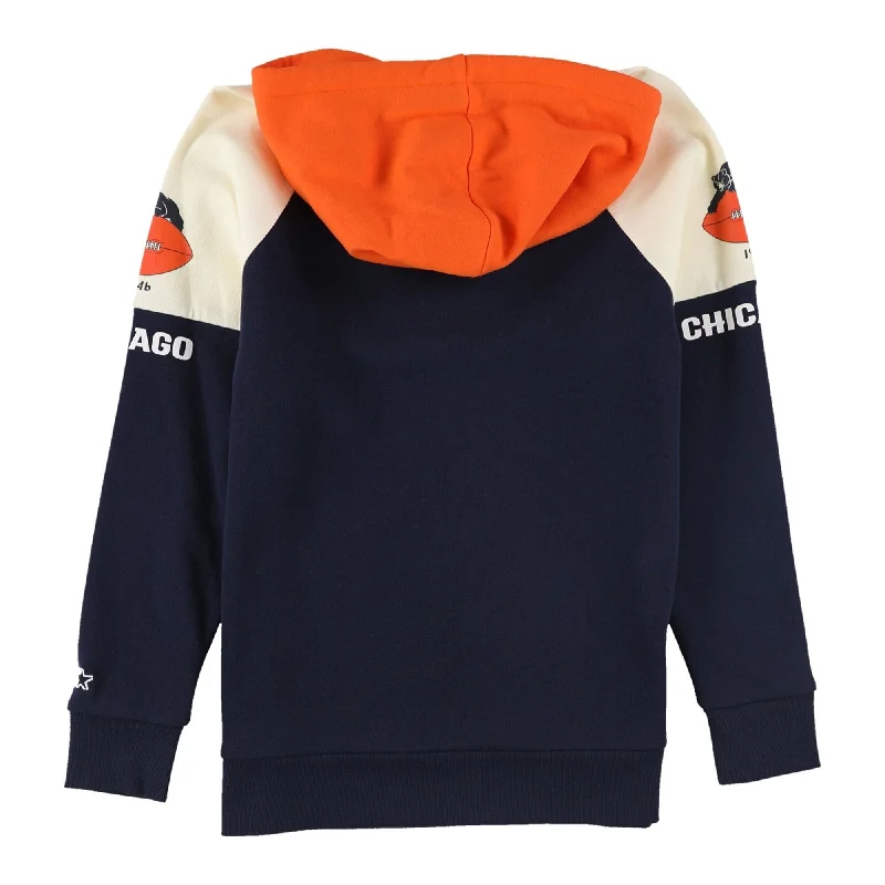 STARTER Womens Chicago Bears Colorblock Hoodie Sweatshirt, Orange, Medium