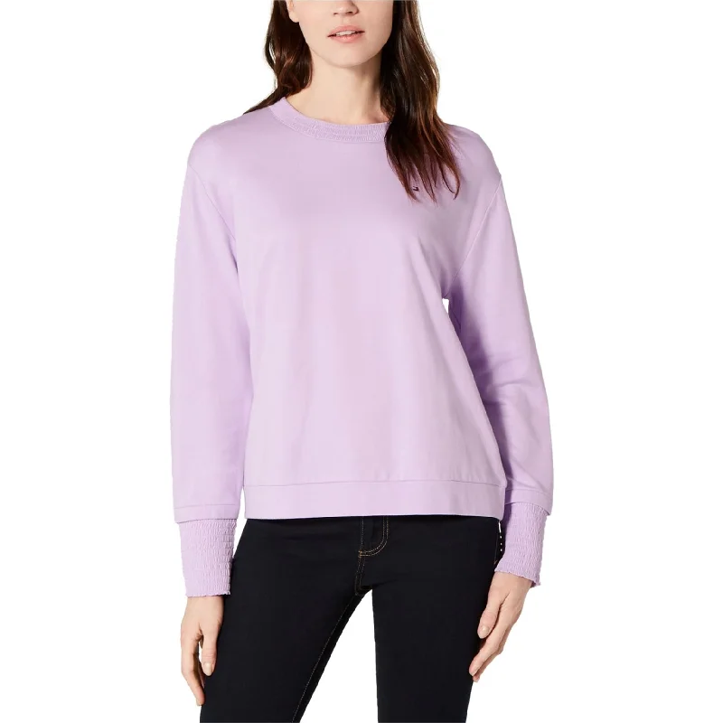 Tommy Hilfiger Womens Smocked Trim Sweatshirt