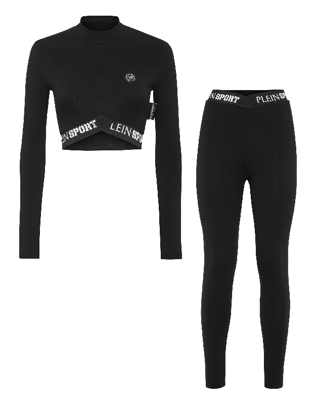 Workout Set: Leggings + Long Sleeve Cropped Top